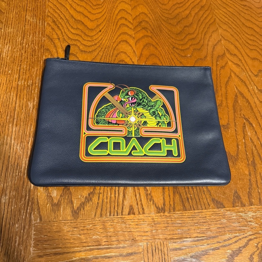 COACH x Atari Centipede Leather Large Pouch Clutch - Picture 3 of 14
